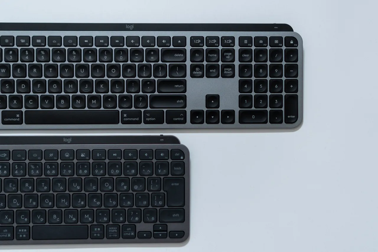 MX Keys MiniとMX Keys for Macのサイズの違い