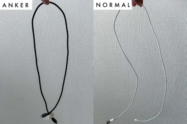 ANKERと通常のケーブルの曲がり癖の違い