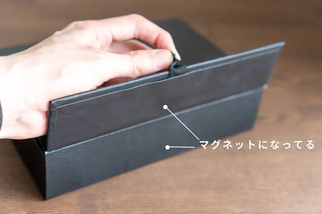 THE STORAGE BOXの開閉部分はマグネットになっている