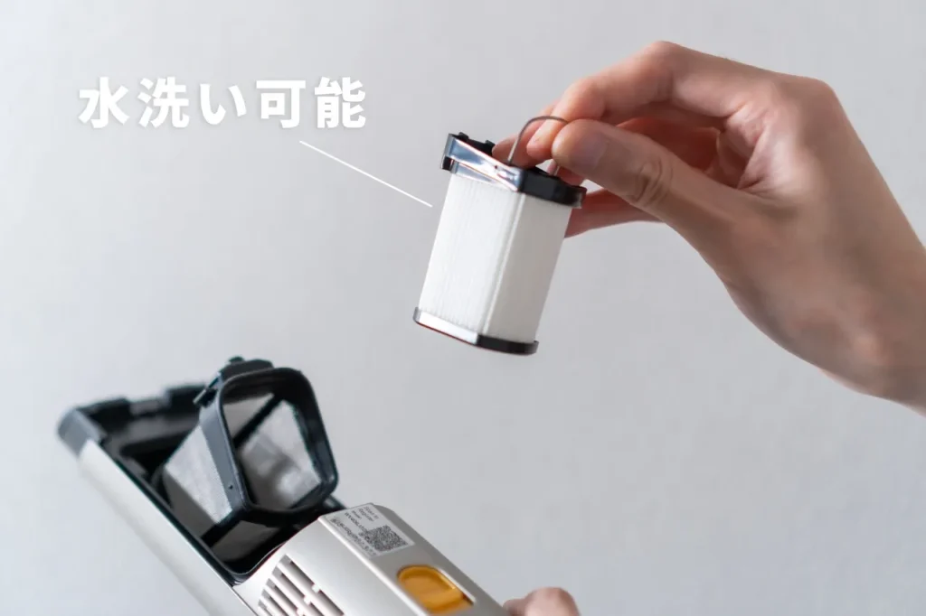SHARKのハンディクリーナー「EVO POWER EX」のフィルターは水洗い可能