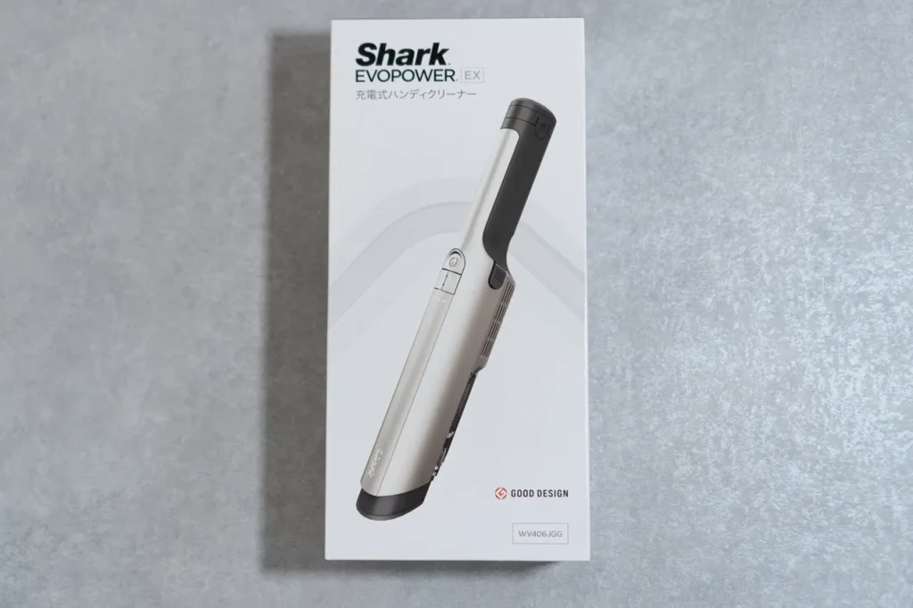 SHARKのハンディクリーナー「EVO POWER EX」の箱