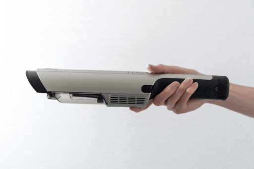 SHARKのハンディクリーナー「EVO POWER EX」のゴミの捨て方GIF