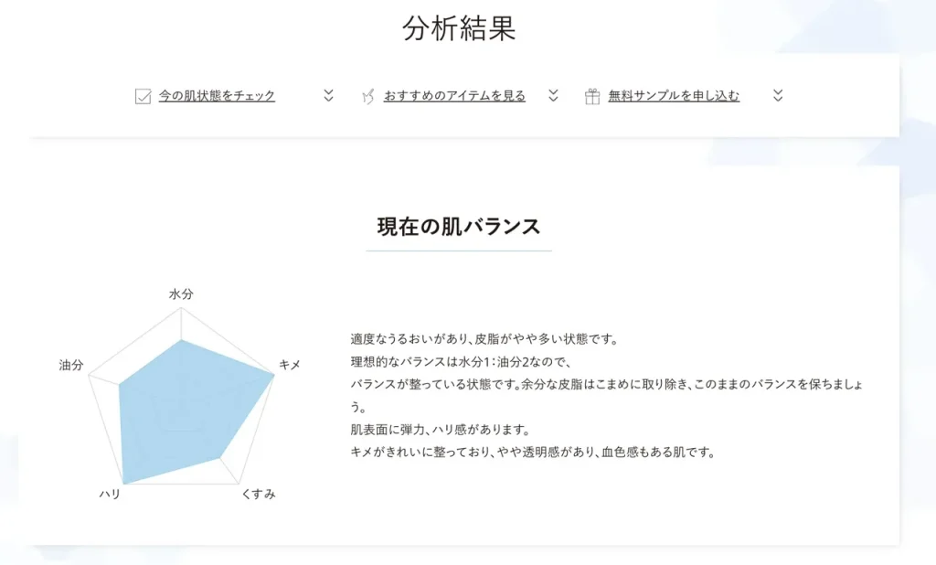 スキンケア診断結果